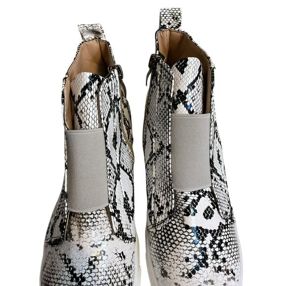 New Sneaker Boots Womens Black 7.5M Snake Print GLADY Waterproof Ankle Zip - Picture 13 of 16